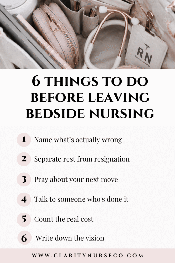 List of six things to do before leaving bedside nursing 